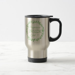 Happiness Is An Inside Job Green Wreath Travel Mug