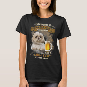 Happiness Is An Old Man With A Beer And A Shih Tzu T-Shirt