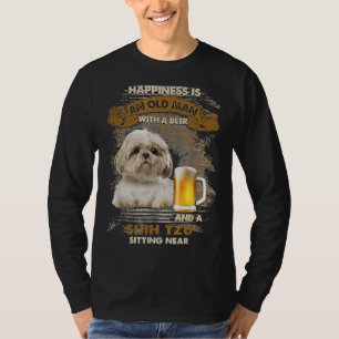 Happiness Is An Old Man With A Beer And A Shih Tzu T-Shirt