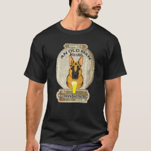 Happiness Is An Old Man With A Beer German Shepher T-Shirt