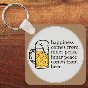 Happiness Is Beer Funny Quote Word Art  Key Ring