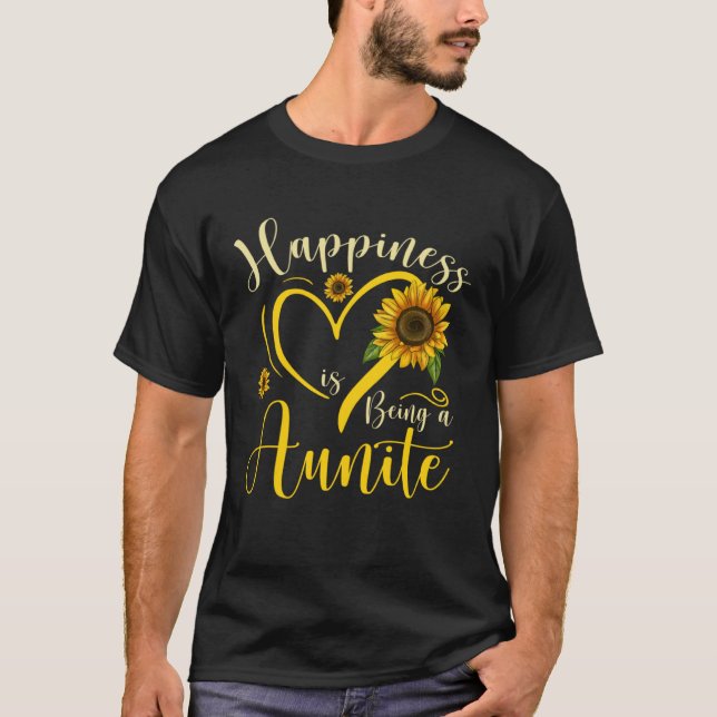 Happiness Is Being A Aunite Sunflower Mother's Day T-Shirt (Front)