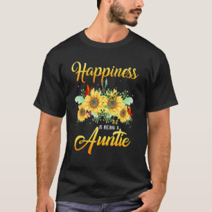 Happiness Is Being A Auntie Butterfly Sunflowers T-Shirt