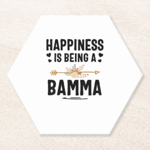 Happiness Is Being A Bamma Thanksgiving Christmas  Paper Coaster