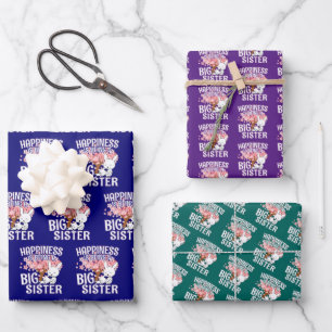 Happiness is Being a Big Sister - Bunny Wrapping Paper Sheet