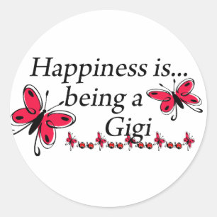 Happiness Is Being A Gigi BUTTERFLY Classic Round Sticker