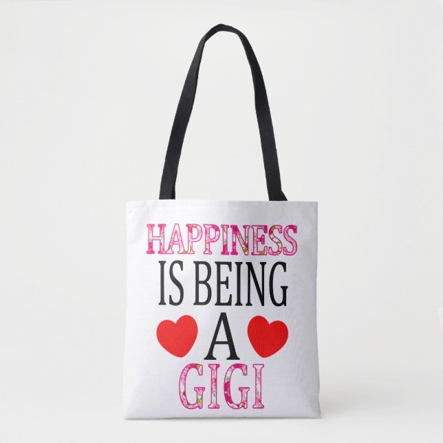 Happiness Is Being A Gigi Floral Mimi Christmas Tote Bag (Front)