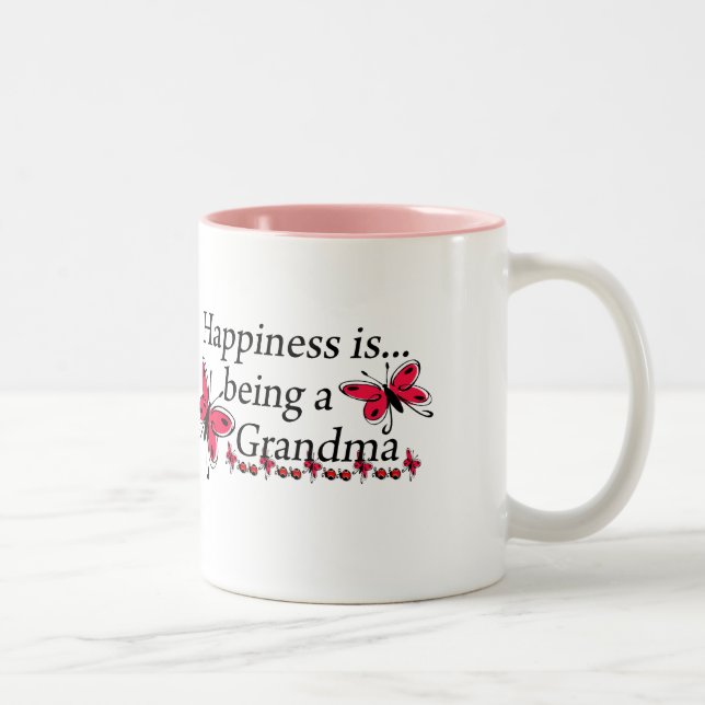 Happiness Is Being A Grandma BUTTERFLY Two-Tone Coffee Mug (Right)