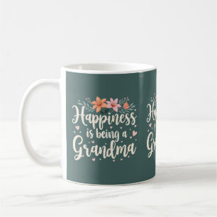 Happiness is Being a Grandma Floral Cottagecore Coffee Mug