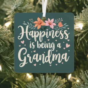 Happiness is Being a Grandma Floral Cottagecore Metal Tree Decoration