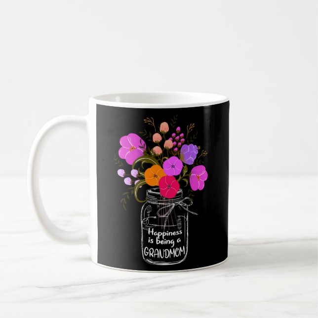 Happiness Is Being A Grandmom Grandma Mum Flower Coffee Mug (Left)