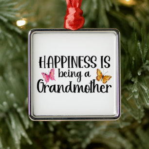 Happiness Is Being A Grandmother Butterfly Grandma Metal Tree Decoration