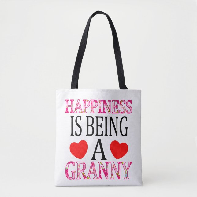 Happiness Is Being A Granny Floral Mimi Christmas Tote Bag (Front)