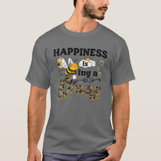 Happiness Is Being A Granny Women Honey Bee Flower T-Shirt