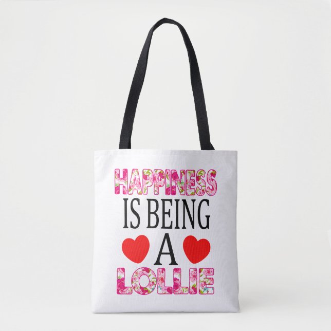 Happiness Is Being A Lollie Floral Mimi Christmas Tote Bag (Front)