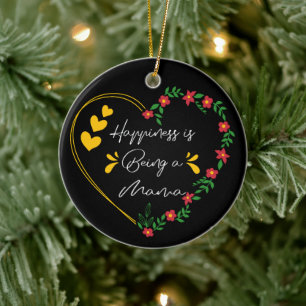Happiness Is Being A Mama Birthday Gifts Cute Mum Ceramic Tree Decoration