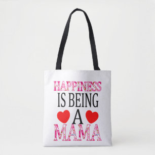 Happiness Is Being A Mama Floral Mimi Christmas Tote Bag