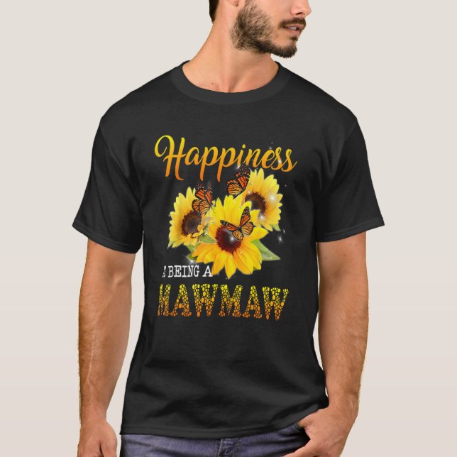 Happiness Is Being A Mawmaw Butterfly Sunflowers T-Shirt (Front)