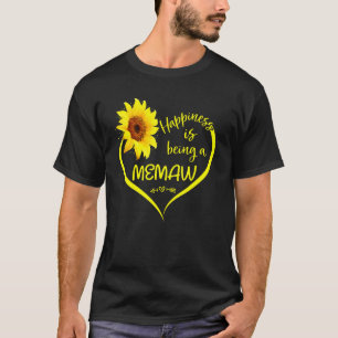 Happiness Is Being A Memaw Cute Sunflower Heart Me T-Shirt