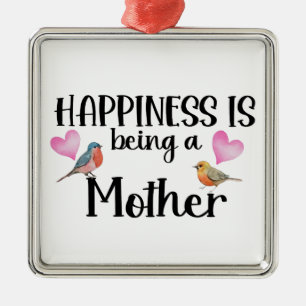 Happiness Is Being A Mother Birds Heart Mum Gift Metal Tree Decoration