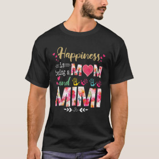Happiness Is Being A Mum And Mimi Flower Mother's T-Shirt