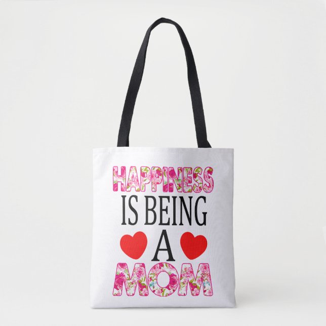 Happiness Is Being A Mum Floral Mimi Christmas Tote Bag (Front)