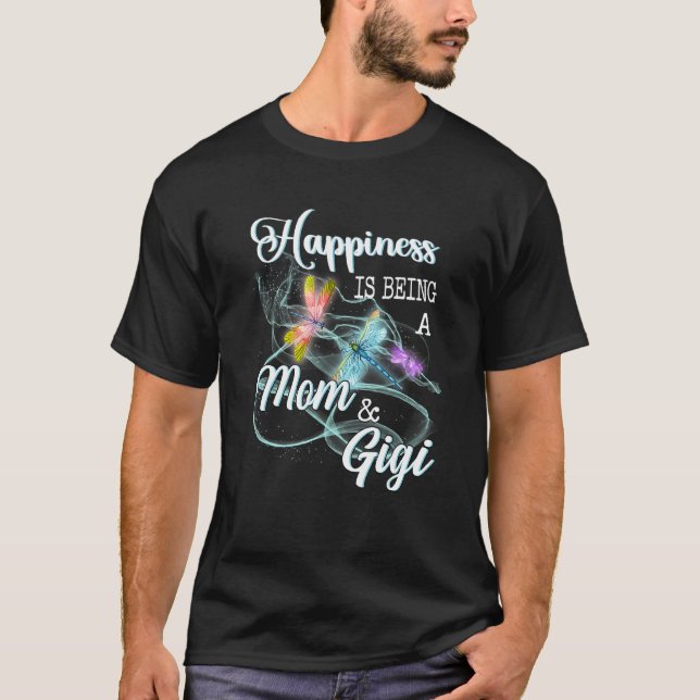 Happiness Is Being A Mum & Gigi Dragonfly Mother's T-Shirt (Front)