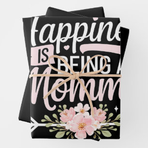 Happiness Is Being A Mummy Floral Mother’s Day Wrapping Paper Sheet
