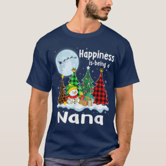 Happiness Is Being A Nana Christmas Tree Leopard P T-Shirt