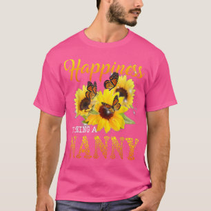 Happiness Is Being A Nanny Butterfly Sunflowers T-Shirt