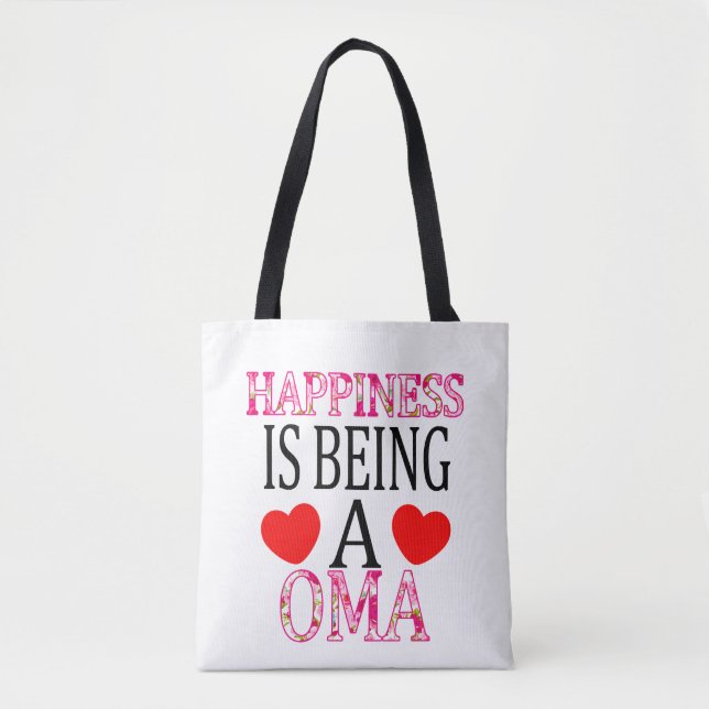 Happiness Is Being A Oma Floral Mimi Christmas Tote Bag (Front)