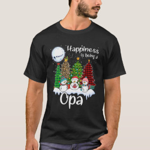 Happiness Is Being A Opa Christmas Tree Leopard Pl T-Shirt