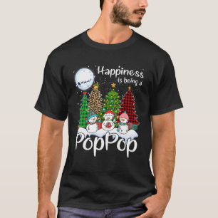 Happiness Is Being A Poppop Christmas Tree Leopard T-Shirt