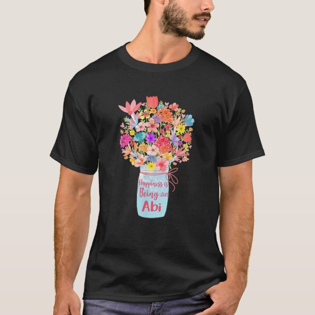 Happiness Is Being An Abi Flower Grandma Mother s  T-Shirt (Front)