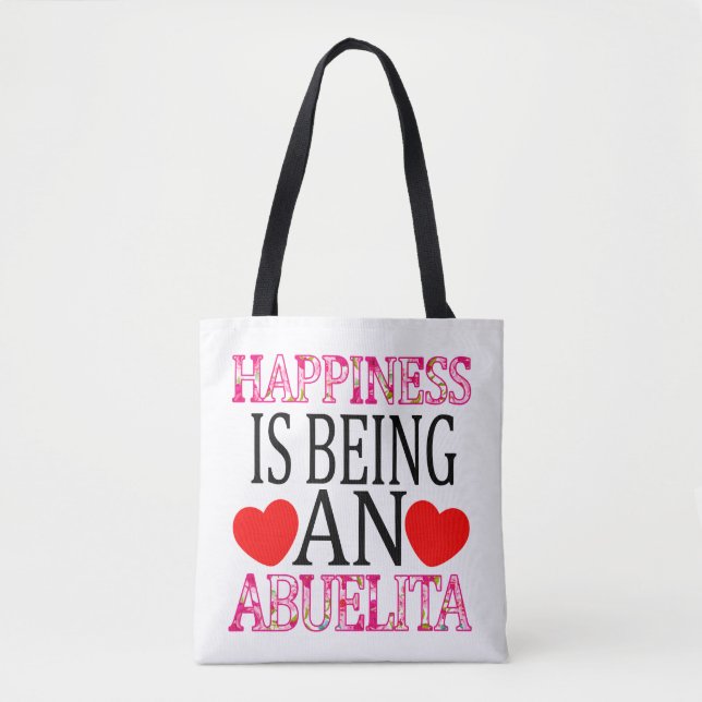 Happiness Is Being An Abuelita Floral Mimi Xmas Tote Bag (Front)
