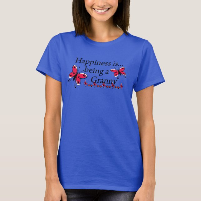Happiness Is Being An Granny BUTTERFLY T-Shirt (Front)