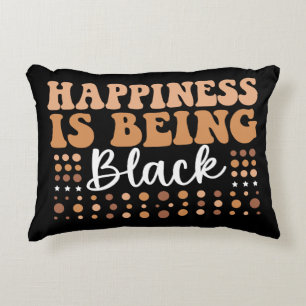 Happiness Is Being Black Groovy Black History Decorative Cushion