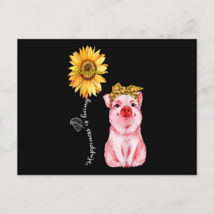Happiness Is Being Grandma - Cute Pig Sunflower Mo Postcard