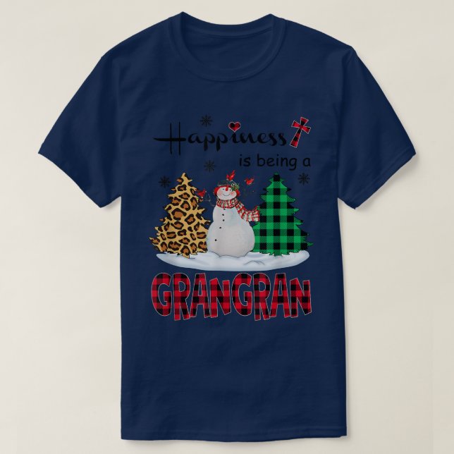 Happiness is being Grangran Snowman Merry Christma T-Shirt (Design Front)