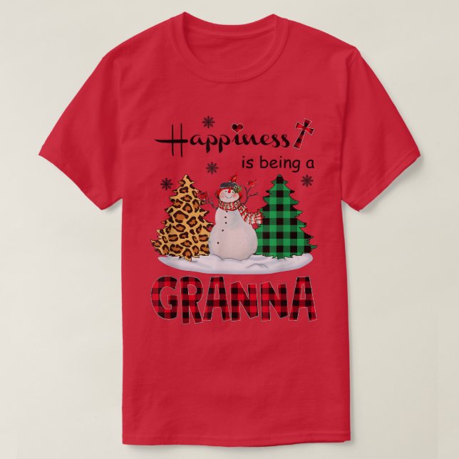 Happiness is being Granna Snowman Merry Christmas  T-Shirt (Design Front)