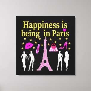 HAPPINESS IS BEING IN PARIS CANVAS PRINT