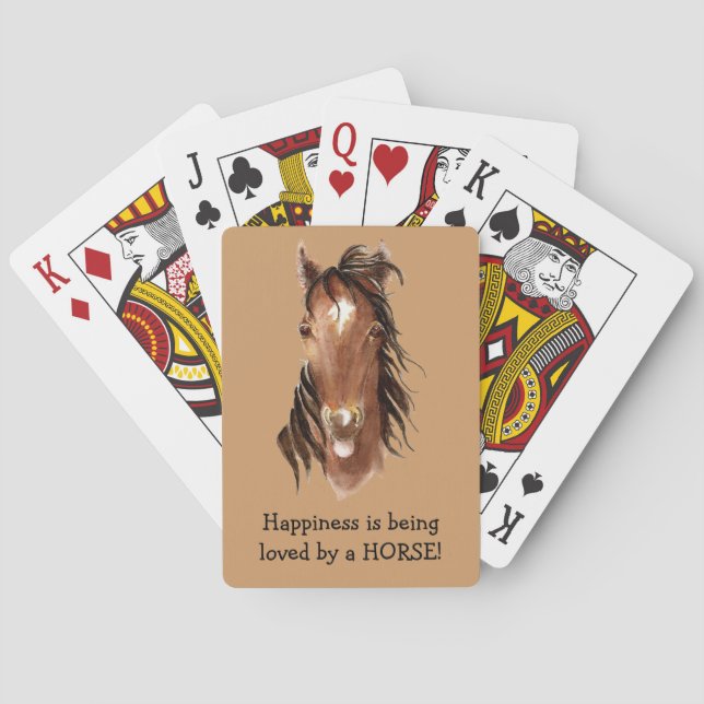 Happiness is being  loved by a HORSE! Humor Playing Cards (Back)