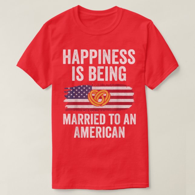 Happiness Is Being Married To American  Couple Mat T-Shirt (Design Front)