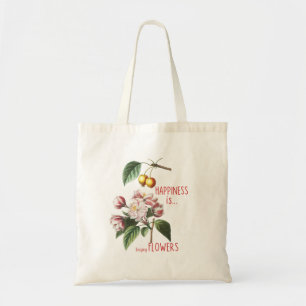 Happiness is buying flowers tote bag