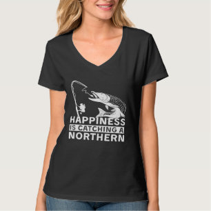 Happiness Is Catching A Northern Pike Camping Fish T-Shirt