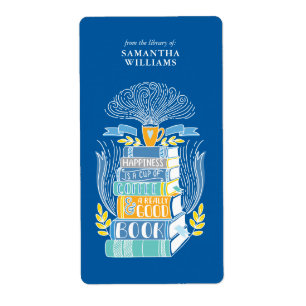 "Happiness is Coffee and Books" Bookplate
