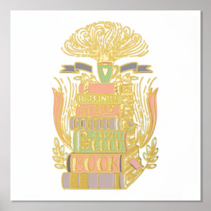 "Happiness is Coffee and Books"  Foil Prints