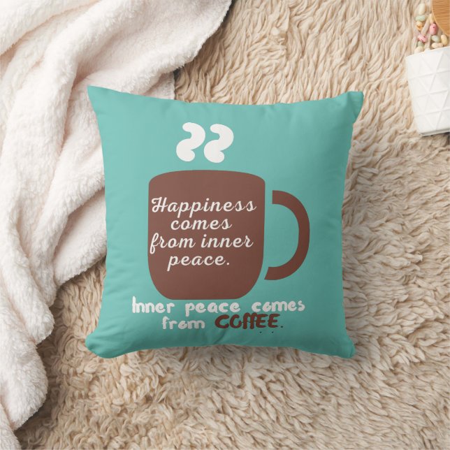 Happiness Is Coffee Funny Quote Word Art  Cushion (Blanket)