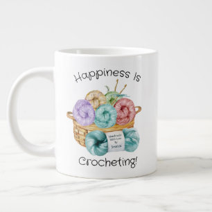 Happiness Is Crocheting Personalised Large Coffee Mug