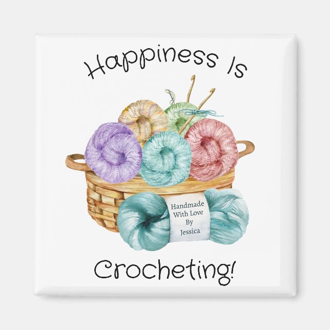 Happiness Is Crocheting Personalised Magnet (Front)